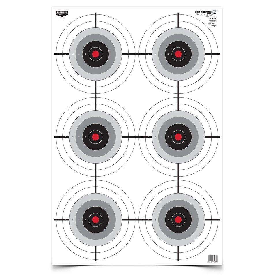 Targets Birchwood Casey Ready Series EZE-SCORER 23" X 35" MULTIPLE BULLS-EYE - 5 PAPER PK (FOLDED)